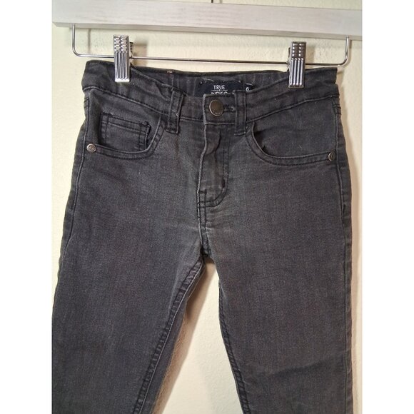 True Indigo Denim Jean Pants Black Skinny Leg Unisex Size 6 - Picture 2 of 6